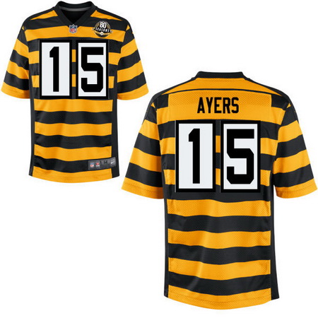 Men's Pittsburgh Steelers #15 Demarcus Ayers Yellow With Black Bumblebee 80th Patch Stitched NFL Nike Elite Jersey