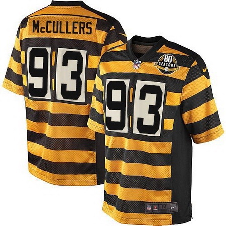Men's Pittsburgh Steelers #93 Dan McCullers Yellow With Black Bumblebee 80th Patch Stitched NFL Nike Elite Jersey