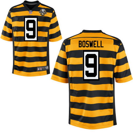 Men's Pittsburgh Steelers #9 Chris Boswell Yellow With Black Bumblebee 80th Patch Stitched NFL Nike Elite Jersey