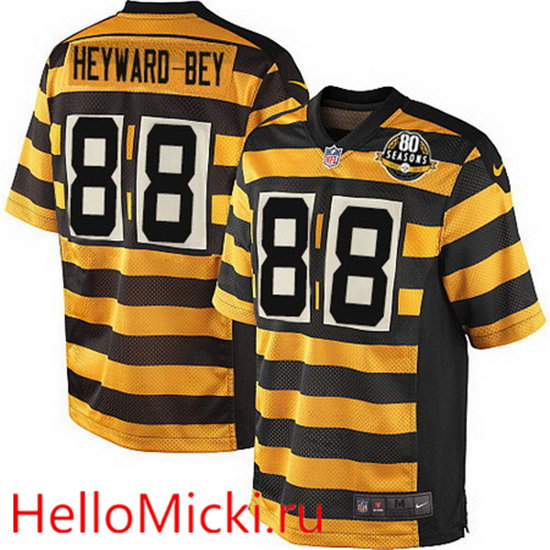 Men's Pittsburgh Steelers #88 Darrius Heyward-Bey Yellow With Black Bumblebee 80th Patch Stitched NFL Nike Elite Jersey