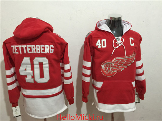 Men's Detroit Red Wings #40 Henrik Zetterberg 2016 NEW White Stitched NHL Old Time Hockey Hoodie