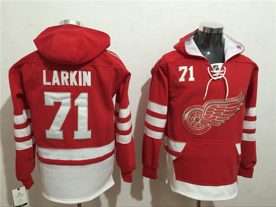 Men's Detroit Red Wings #71 Dylan Larkin 2016 NEW White Stitched NHL Old Time Hockey Hoodie