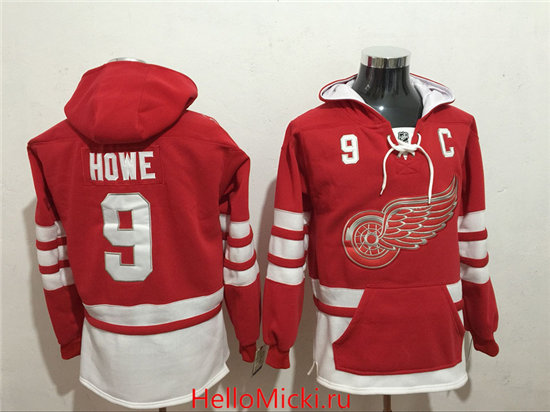 Men's Detroit Red Wings #9 Gordie Howe 2016 NEW White Stitched NHL Old Time Hockey Hoodie
