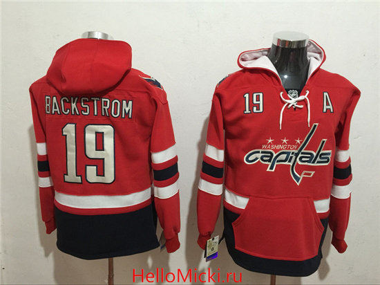 Men's Washington Capitals #19 Nicklas Backstrom NEW Red Stitched NHL Old Tim Hockey Hoodie