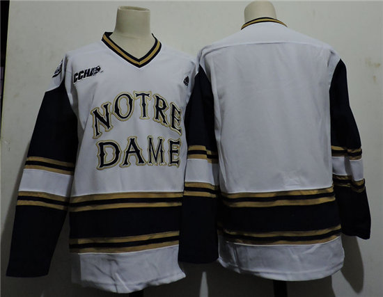 Men's NCAA Notre Dame Fighting Irish White Customized College Hockey Jersey