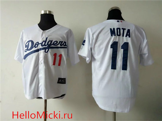 Men's Los Angeles Dodgers #11 Manny Mota Majestic White Cool Base Baseball Jersey
