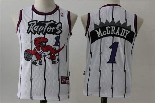 Youth Toronto Raptors #1 Tracy McGrady White Hardwood Classic Stitched NBA Nike Swingman Jersey