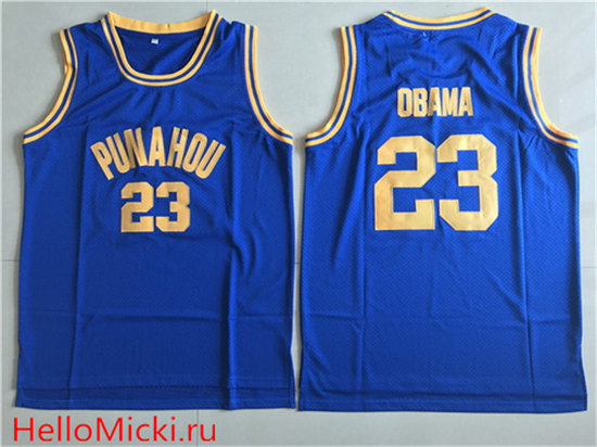 Men's Punahou School #23 Barack Obama Royal Blue Commemorative Edition Swingman Basketball Jersey