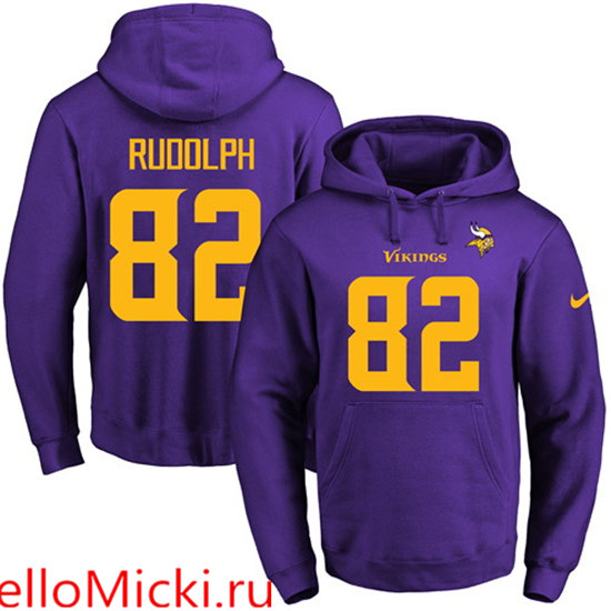 Nike Vikings 82 Kyle Rudolph Purple Men's Pullover Hoodie