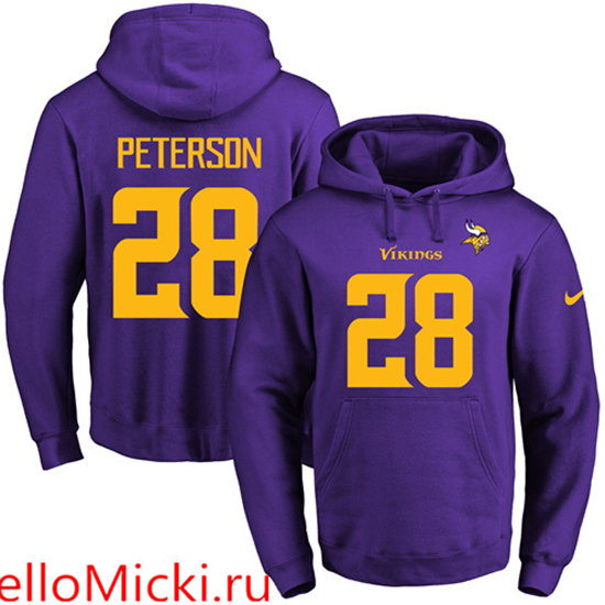 Nike Vikings 28 Adrian Peterson Purple Men's Pullover Hoodie