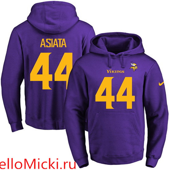 Nike Vikings 44 Matt Asiata Purple Men's Pullover Hoodie