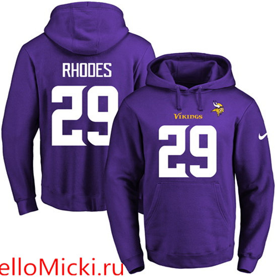 Nike Vikings 29 Xavier Rhodes Purple Men's Pullover Hoodie2