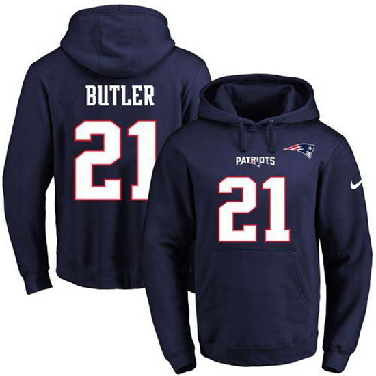 Nike Patriots 21 Malcolm Butler Navy Men's Pullover Hoodie