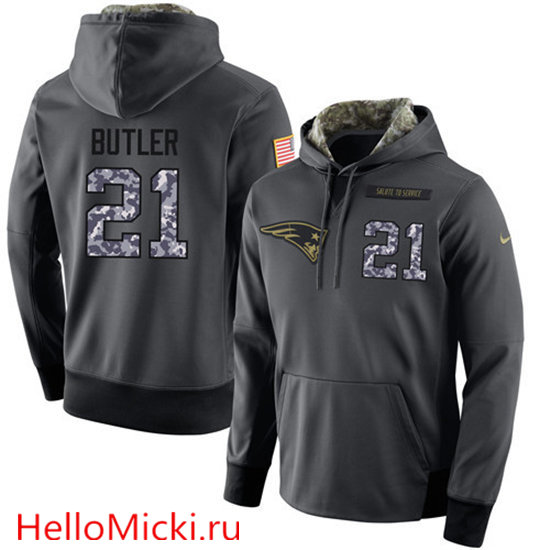 Nike Patriots 21 Malcolm Butler Anthracite Salute to Service Pullover Hoodie