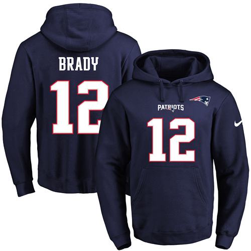 Nike Patriots 12 Tom Brady Navy Men's Pullover Hoodie