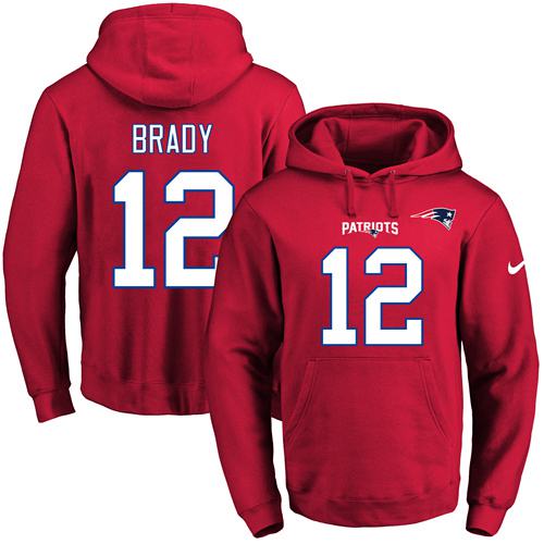 Nike Patriots 12 Tom Brady Red Men's Pullover Hoodie