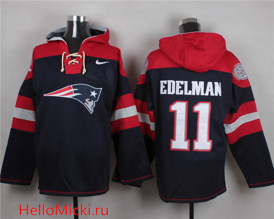 Nike Patriots 11 Julian Edelman Navy Hooded Jersey