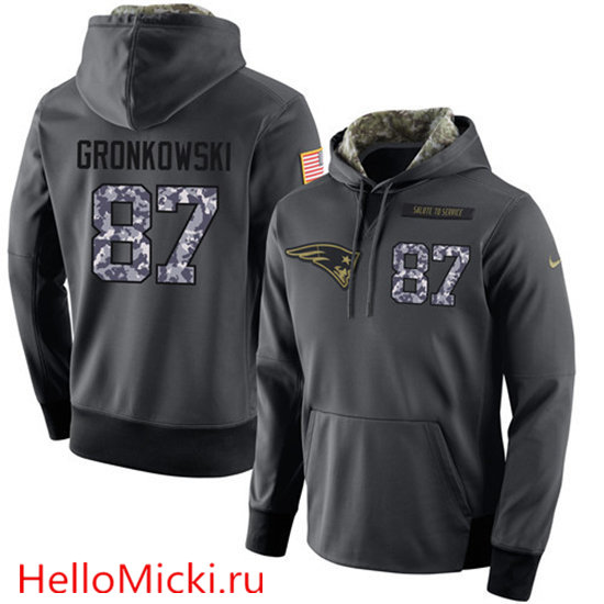 Nike Patriots 87 Rob Gronkowski Anthracite Salute to Service Pullover Hoodie