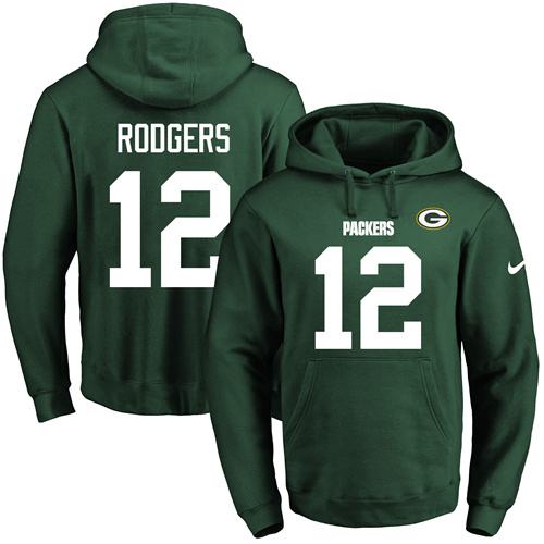 Nike Packers 12 Aaron Rodgers Green Men's Pullover Hoodie