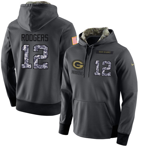 Nike Packers 12 Aaron Rodgers Anthracite Salute to Service Pullover Hoodie