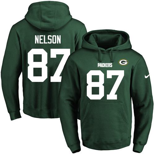Nike Packers 87 Jordy Nelson Green Men's Pullover Hoodie