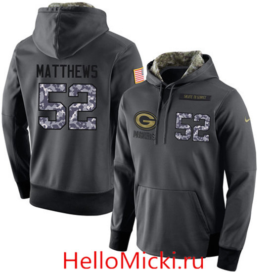 Nike Packers 52 Clay Matthews Anthracite Salute to Service Pullover Hoodie