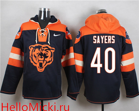 Nike Bears 40 Gale Sayers Navy Hooded Jersey