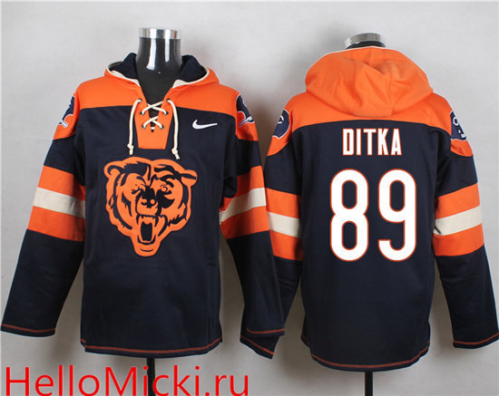 Nike Bears 89 Mike Ditka Navy Hooded Jersey