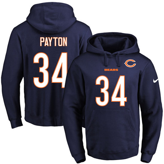 Nike Bears 34 Walter Payton Navy Men's Pullover Hoodie