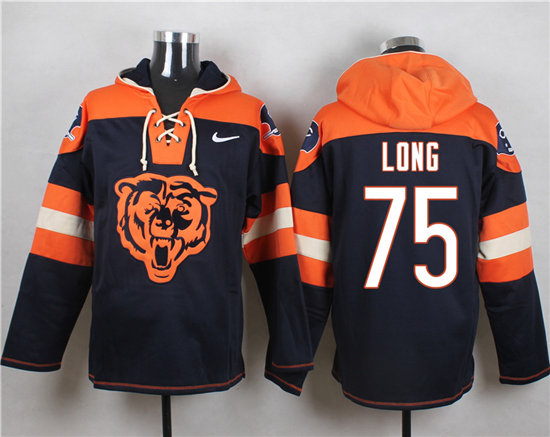 Nike Bears 75 Kyle Long Navy Hooded Jersey