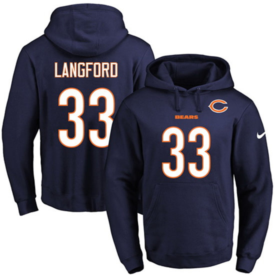 Nike Bears 33 Jeremy Langford Navy Men's Pullover Hoodie