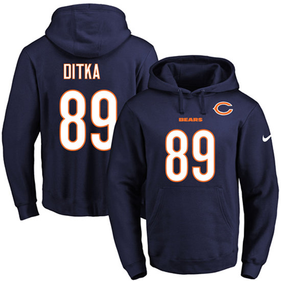 Nike Bears 89 Mike Ditka Navy Men's Pullover Hoodie