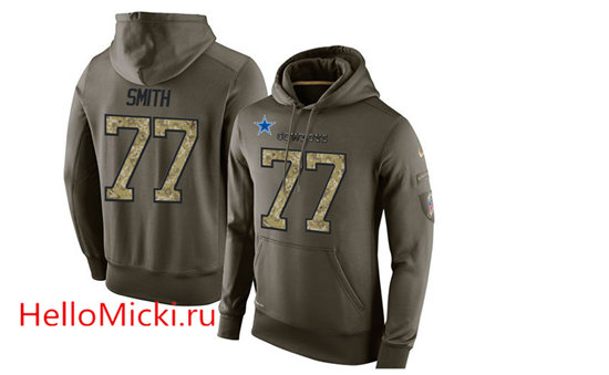 Nike Cowboys 77 Tyron Smith Olive Green Salute To Service Pullover Hoodie