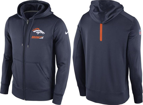 Nike Broncos Navy Blue Team Logo Full Zip Hoodie