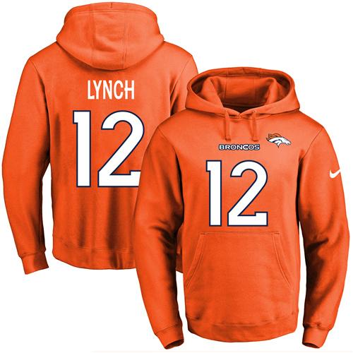 Nike Broncos 12 Paxton Lynch Orange Men's Pullover Hoodie