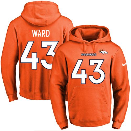 Nike Broncos 43 T.J. Ward Orange Men's Pullover Hoodie