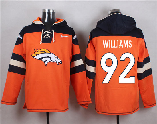 Nike Broncos 92 Sylvester Williams Orange Hooded Jersey