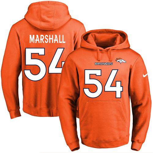 Nike Broncos 54 Brandon Marshall Orange Men's Pullover Hoodie