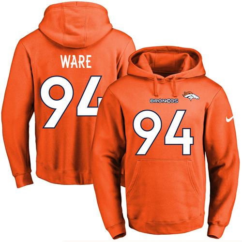 Nike Broncos 94 DeMarcus Ware Orange Men's Pullover Hoodie