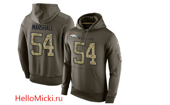 Nike Broncos 54 Brandon Marshall Olive Green Salute To Service Pullover Hoodie