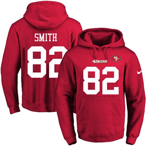 Nike 49ers 82 Aldon Smith Red Men's Pullover Hoodie