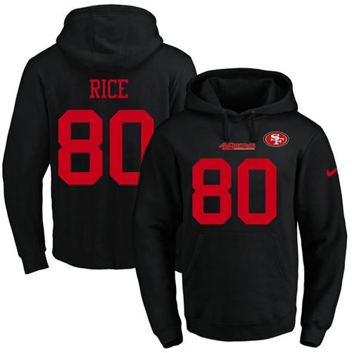 Nike 49ers 80 Jerry Rice Black Men's Pullover Hoodie