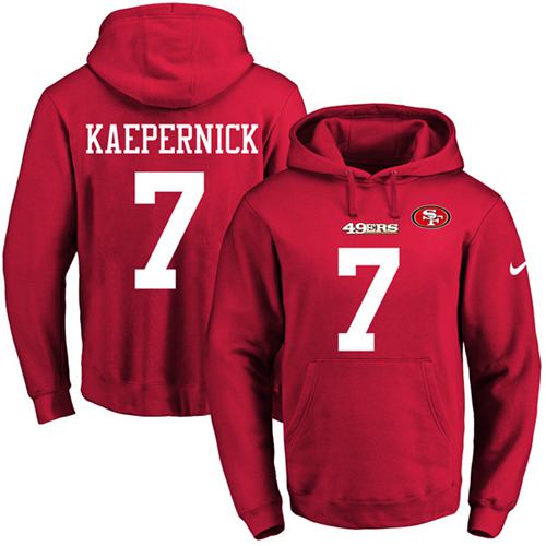 Nike 49ers 7 Colin Kaepernick Red Men's Pullover Hoodie