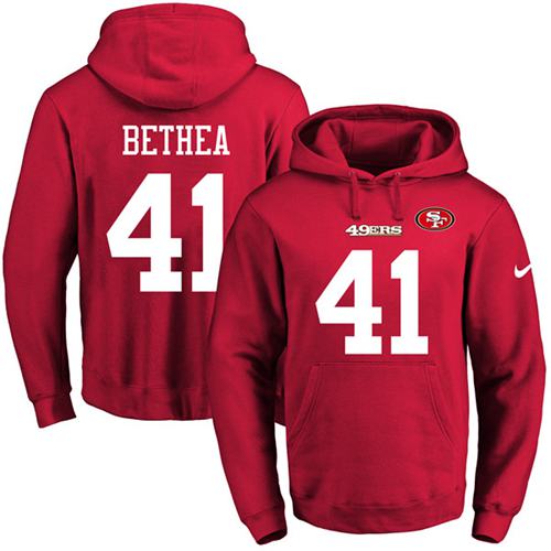Nike 49ers 41 Antoine Bethea Red Men's Pullover Hoodie