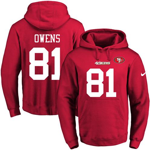 Nike 49ers 81 Terrell Owens Red Men's Pullover Hoodie