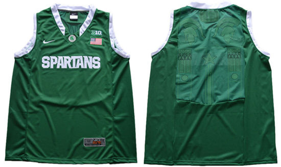 Men's Michigan State Spartans Blank Green College Basketball Nike Jersey