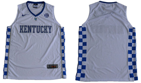 Men's Kentucky Wildcats Blank 2017 White College Basketball Elite Jersey