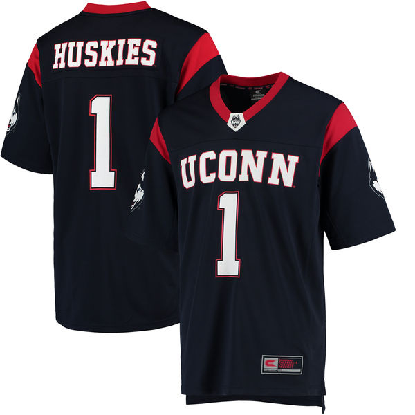 Men's Colosseum #1 Navy UConn Huskies Hail Mary Football Jersey