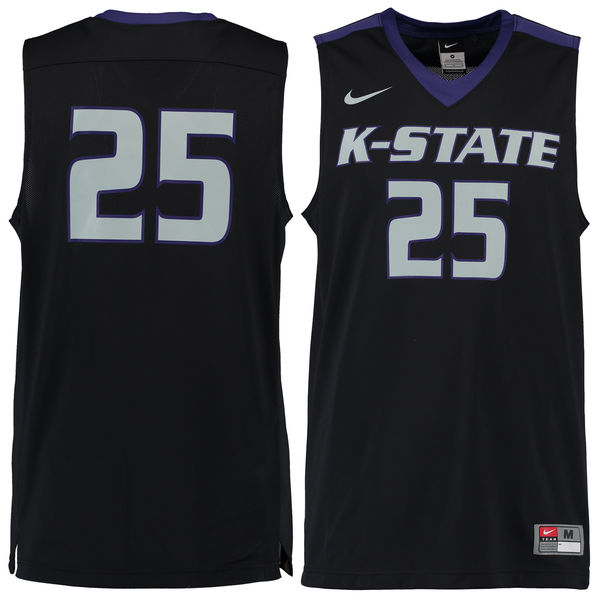 Men's Nike #25 Black Kansas State Wildcats Replica Jersey