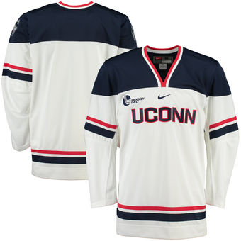 Men's UConn Huskies NCAA Nike White Customized Replica Hockey Jersey -Any Name Any Number